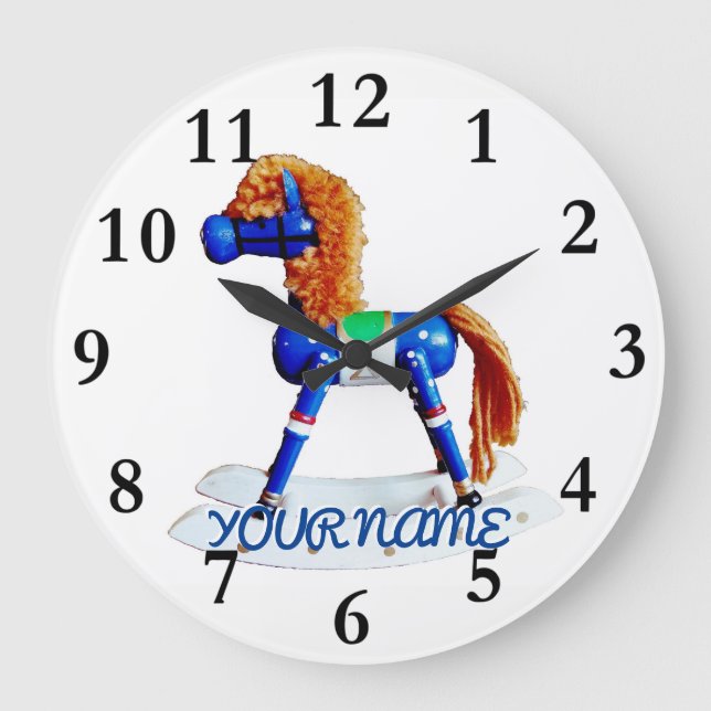 Grande Horloge Ronde Cheval de Hobby avec nom (Recto)