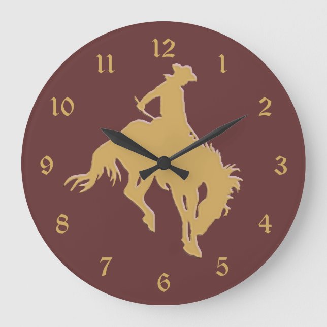Grande Horloge Ronde Cheval de saut de cowboy en or (Recto)