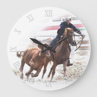 Grande Horloge Ronde Cheval et veau coupant