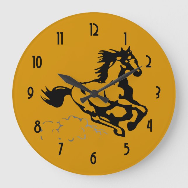 Grande Horloge Ronde Cheval galopant sauvage et libre (Recto)