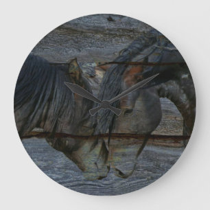 Grande Horloge Ronde Chevaux Amour