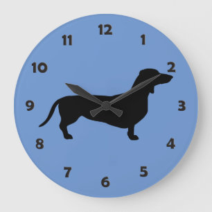 Grande Horloge Ronde Cheveux courts Dachshund - Silhouette 1