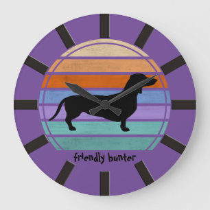 Grande Horloge Ronde Cheveux courts Dachshund - Silhouette 1