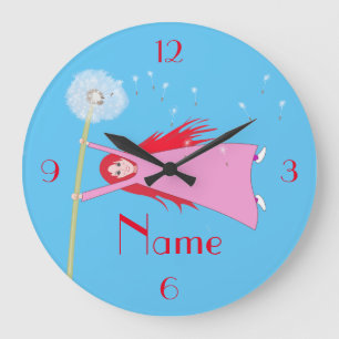 Grande Horloge Ronde Cheveux roux Dandelion Girl Thunder_Cove