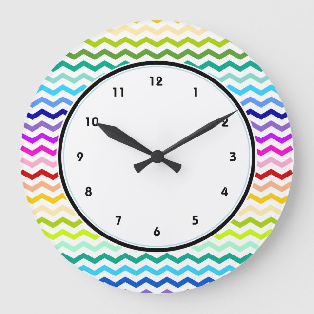 Grande Horloge Ronde chevron arc en ciel (Recto)