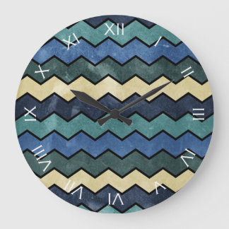Grande Horloge Ronde Chevron bleu de Manly