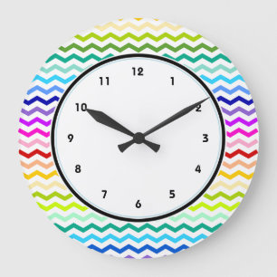 Grande Horloge Ronde Chevron d'arc-en-ciel