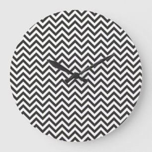 Grande Horloge Ronde Chevron noir