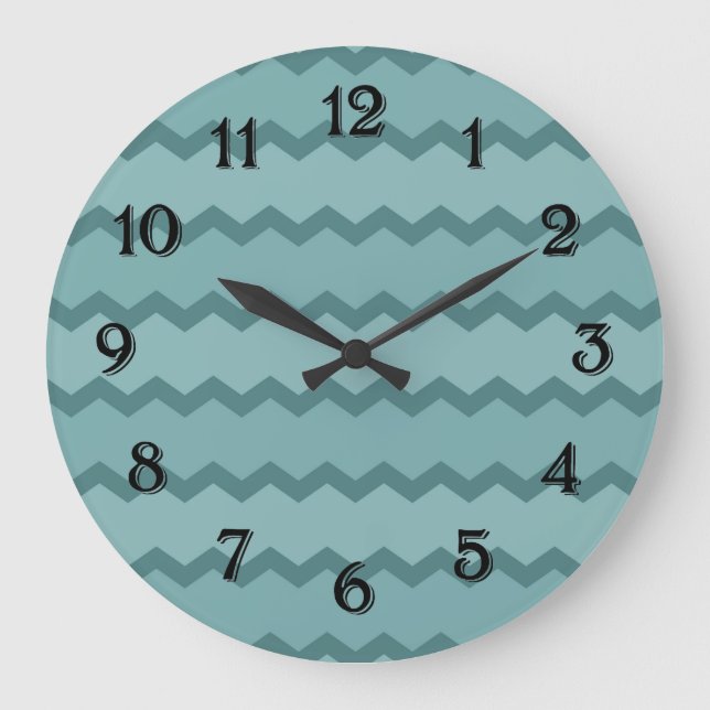 Grande Horloge Ronde Chevron turquoise terreux (Recto)