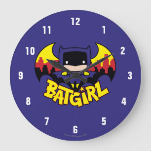 Grande Horloge Ronde Chibi Batgirl avec Gotham Skyline & Logo