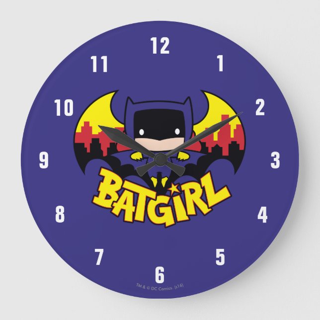 Grande Horloge Ronde Chibi Batgirl avec Gotham Skyline & Logo (Recto)