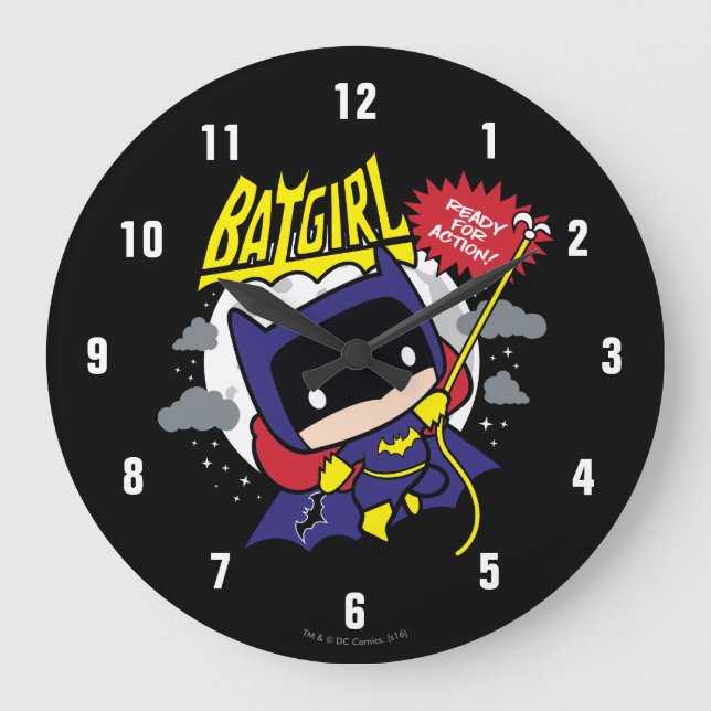 Grande Horloge Ronde Chibi Batgirl prête à l'action (Recto)