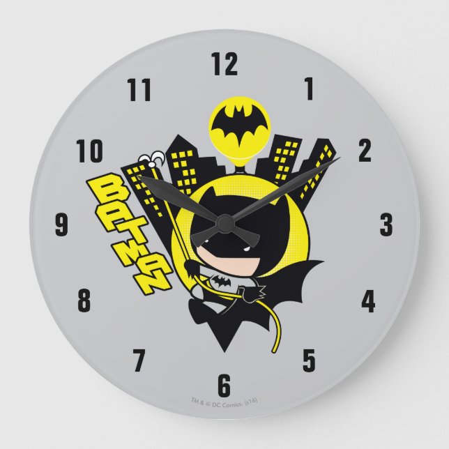 Grande Horloge Ronde Chibi Batman Évolue La Ville (Recto)