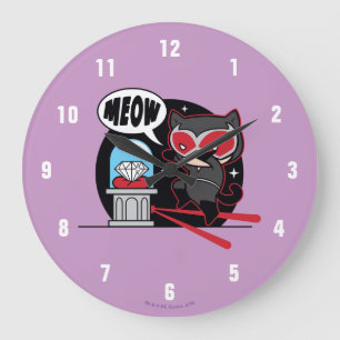 Grande Horloge Ronde Chibi Catwoman vole un diamant