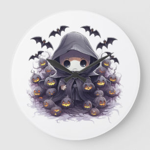 Grande Horloge Ronde Chibi Grim Reaper Halloween - Fantasme sombre ador