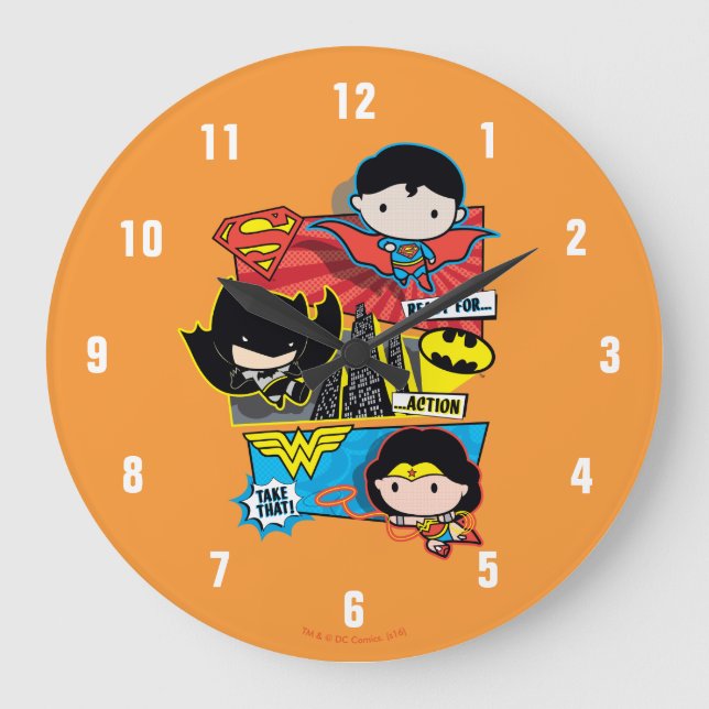 Grande Horloge Ronde Chibi Heroes Ready For Action! (Recto)