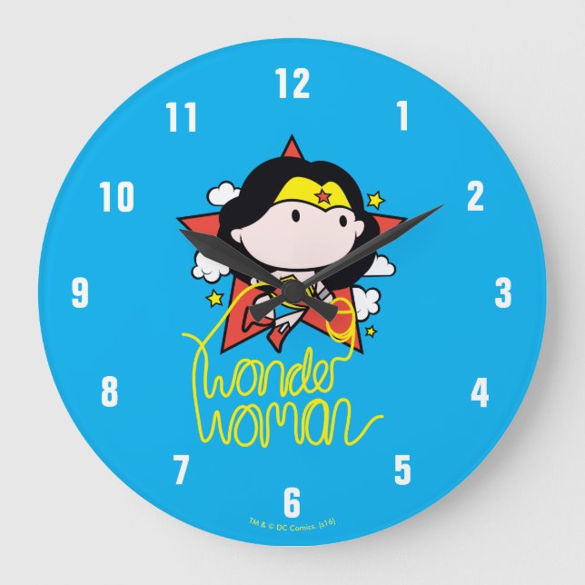 Grande Horloge Ronde Chibi Wonder Woman vole avec Lasso (Recto)