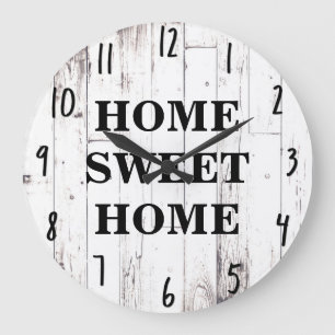 Grande Horloge Ronde Chic Bois Blanc Rustique Cuisine Agritouristique