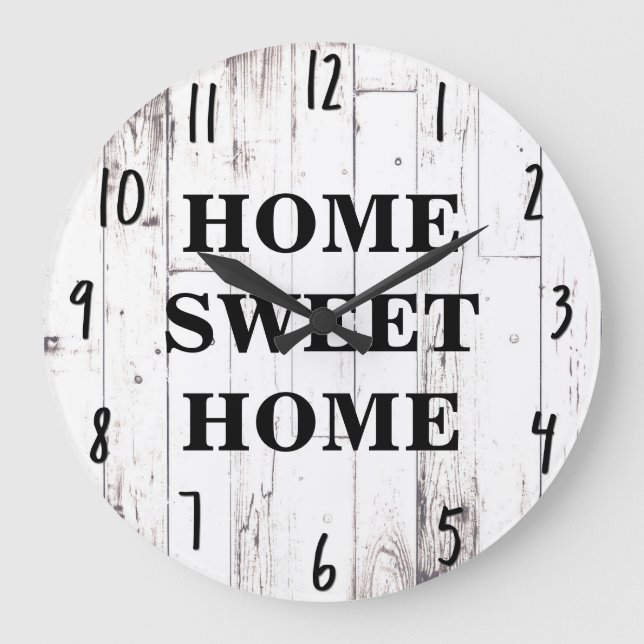 Grande Horloge Ronde Chic Bois Blanc Rustique Cuisine Agritouristique (Recto)