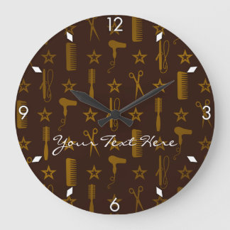 Grande Horloge Ronde Chic Gold & Coco Brown Custom Wall Clock