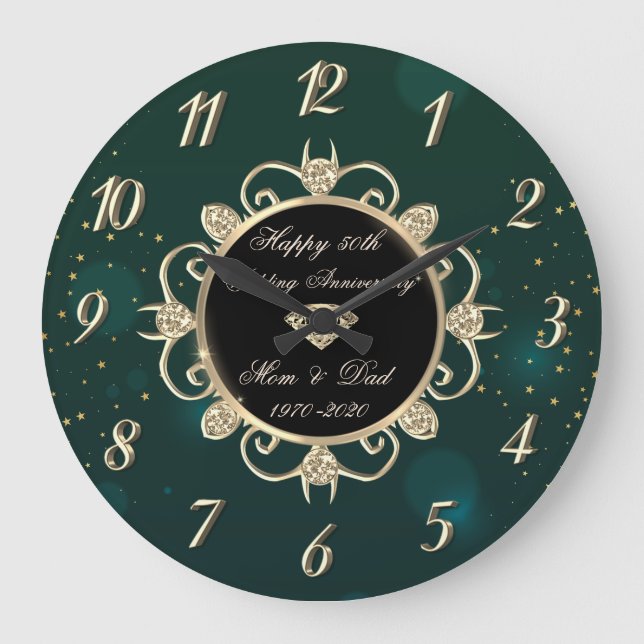 Grande Horloge Ronde Chic Green Diamonds 50th Wedding Anniversary (Recto)