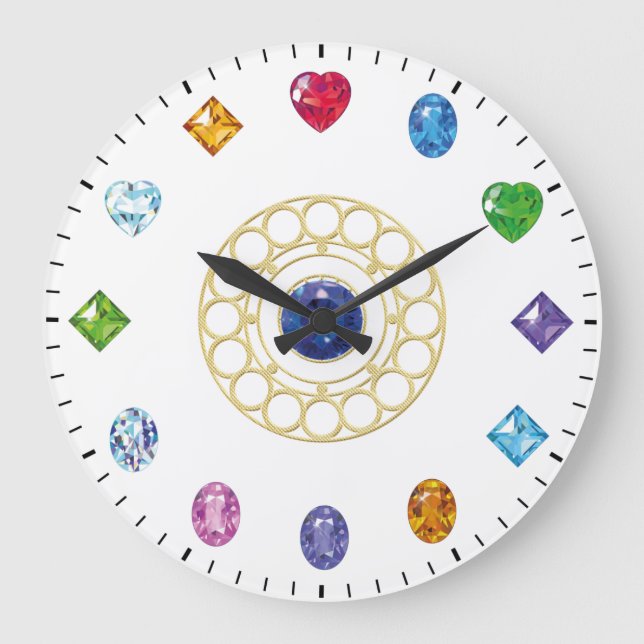 Grande Horloge Ronde Chic Jewels and Gems Themed Large Clock (Recto)