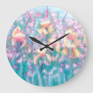 Grande Horloge Ronde Chic minable de ressort floral de CricketDiane de