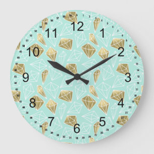 Grande Horloge Ronde Chic Mint et Diamants d'or