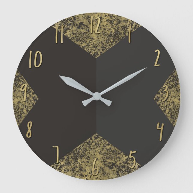 Grande Horloge Ronde Chic Moderne Or et Gris (Recto)