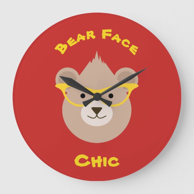 Grande Horloge Ronde Chic visage ours (Recto)