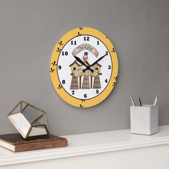 Grande Horloge Ronde Chicken Coop country wall clock (Bureau)