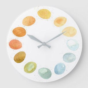 Grande Horloge Ronde Chicken Fresh Eggs Watercolor
