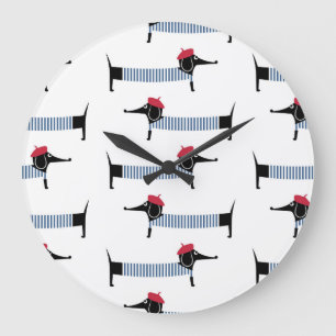 Grande Horloge Ronde Chien à la française, motif de dessin animé.