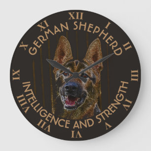 Grande Horloge Ronde Chien berger allemand Abstrait