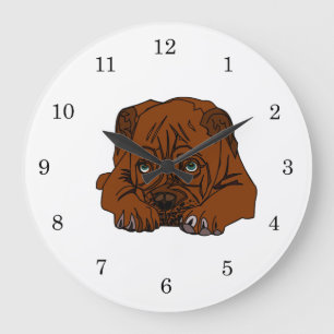 Grande Horloge Ronde Chien Brown