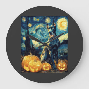 Grande Horloge Ronde Chien Danois Géant Mignon Halloween Jack O Lantern