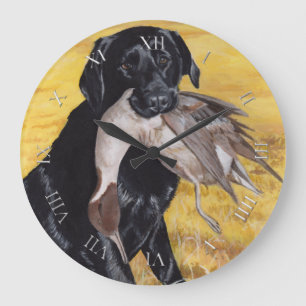 Grande Horloge Ronde Chien de chasse noir de Labrador