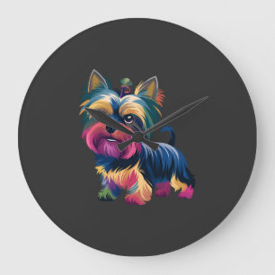 Grande Horloge Ronde Chien de Graffiti Urbain