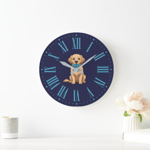 Grande Horloge Ronde Chien de la journée de Pi avec symbole Pi Bonne