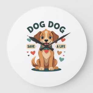 Grande Horloge Ronde Chien de sauvetage mignon vintage sauve une vie Ca
