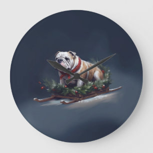 Grande Horloge Ronde Chien de taureau neige hiver