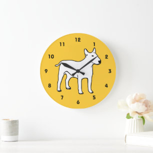 Grande Horloge Ronde Chien de Terrier orange clair minimaliste