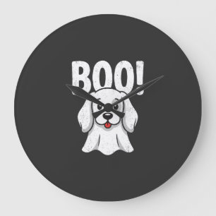 Grande Horloge Ronde Chien d'Halloween Boo Conception de chiot mignon f