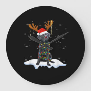 Grande Horloge Ronde Chien en pyjama de Noël à lumières en forme d'arbr