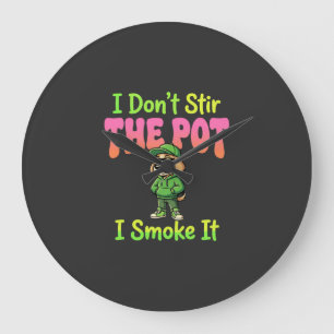 Grande Horloge Ronde Chien Fumeur de Joint Drôle Stoner