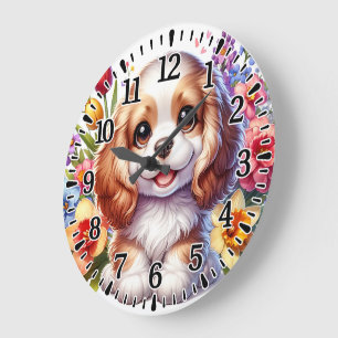 Grande Horloge Ronde Chien heureux