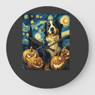 Grande Horloge Ronde Chien mignon de montagne bernois Halloween Jack O