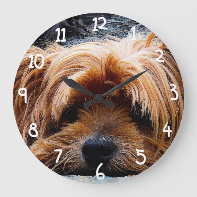 Grande Horloge Ronde Chien mignon de Yorkshire Terrier (Recto)