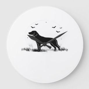 Grande Horloge Ronde Chien Redbone � Silhouette de Lune d'Halloween Ove