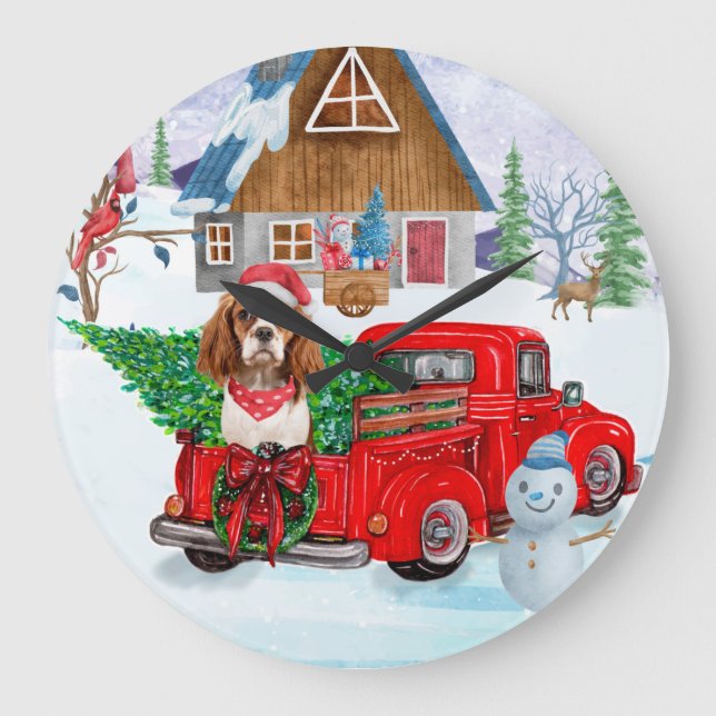 Grande Horloge Ronde Chien Roi Cavalier En Livraison De Noël Camion Nei (Recto)